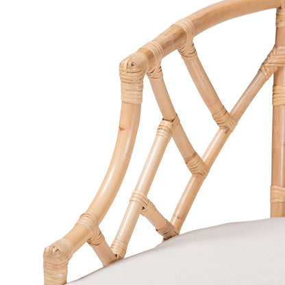 Natural Rattan Dining Chair - Handwoven Barrel Accent Chair