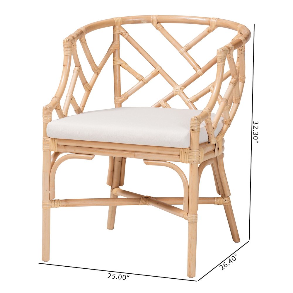 Natural Rattan Dining Chair - Handwoven Barrel Accent Chair