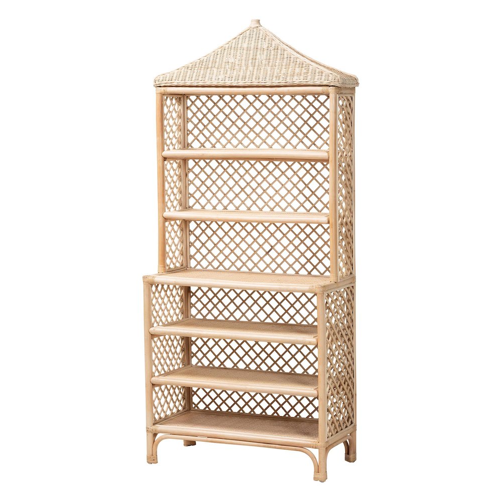 Adonis Natural Rattan Display Shelf - Freestanding 6-Tier bookcase