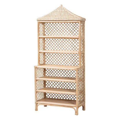 Adonis Natural Rattan Display Shelf - Freestanding 6-Tier bookcase