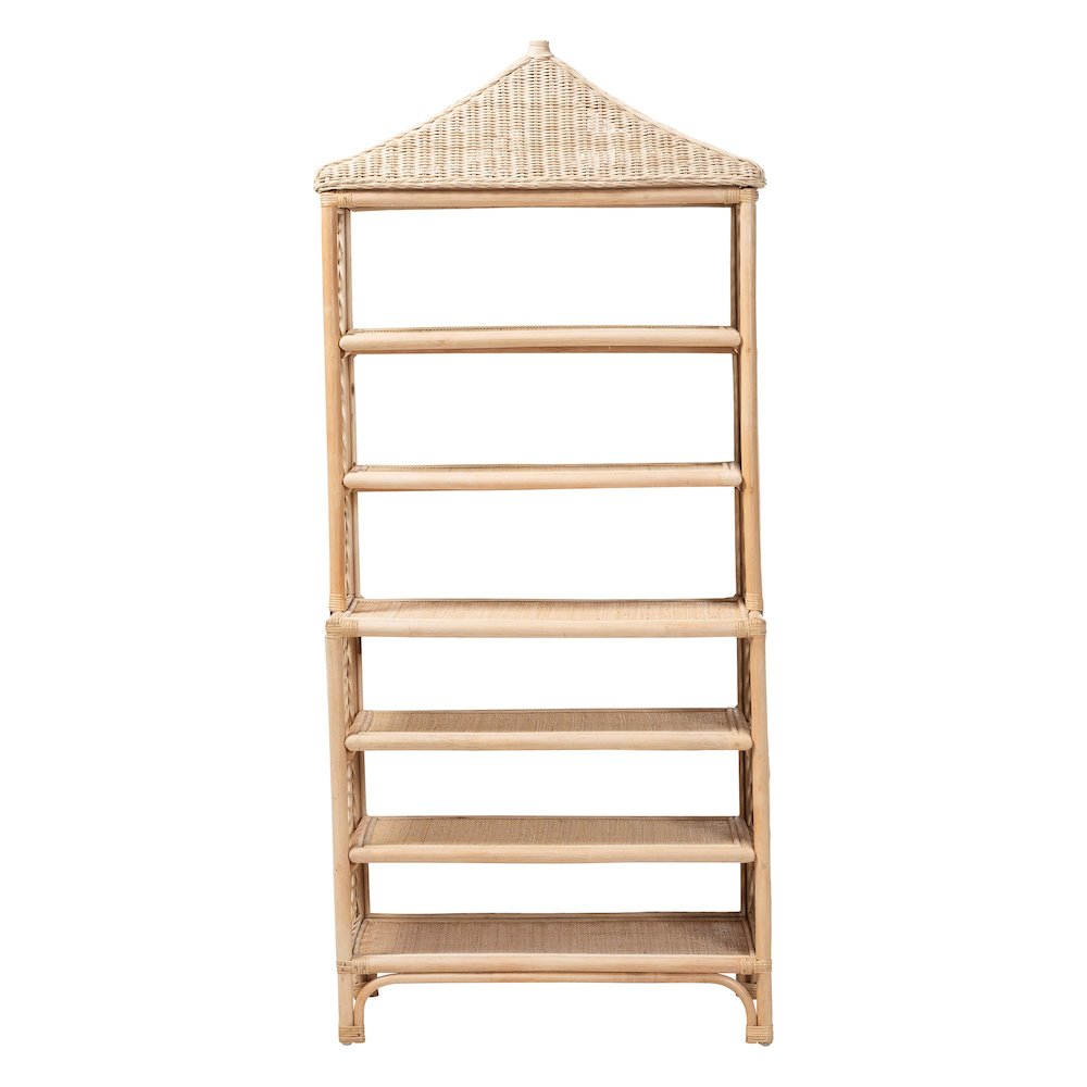 Adonis Natural Rattan Display Shelf - Freestanding 6-Tier bookcase