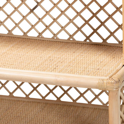Adonis Natural Rattan Display Shelf - Freestanding 6-Tier bookcase