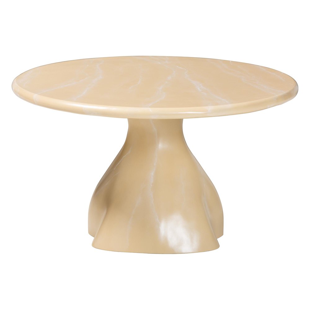 Marbled Resin Coffee Table - Sculptural Center Table, Cream
