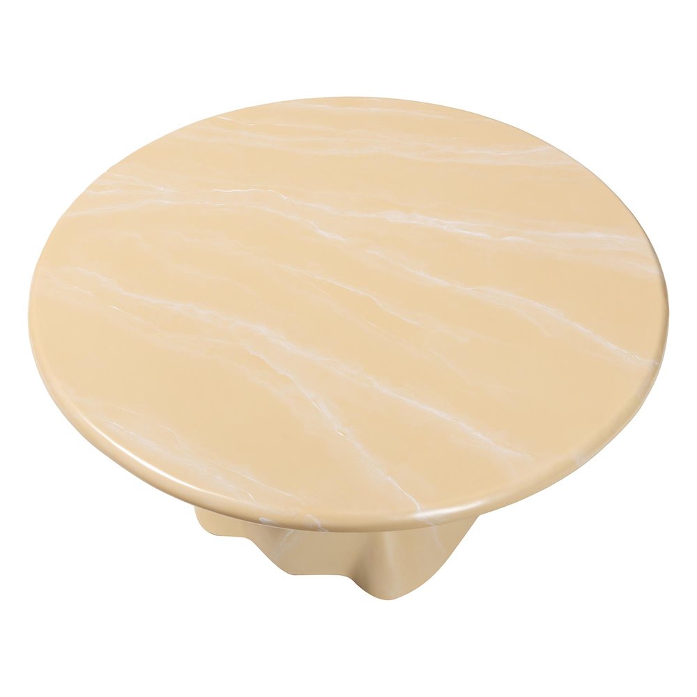 Marbled Resin Coffee Table - Sculptural Center Table, Cream