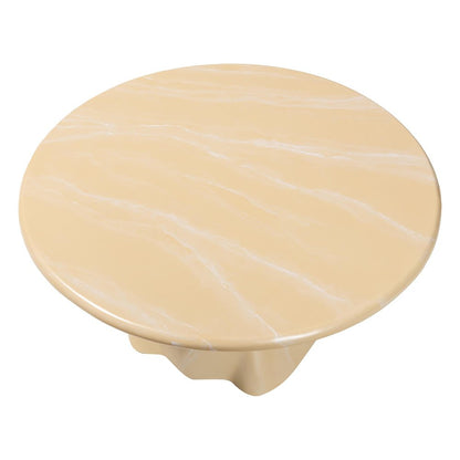 Marbled Resin Coffee Table - Sculptural Center Table, Cream