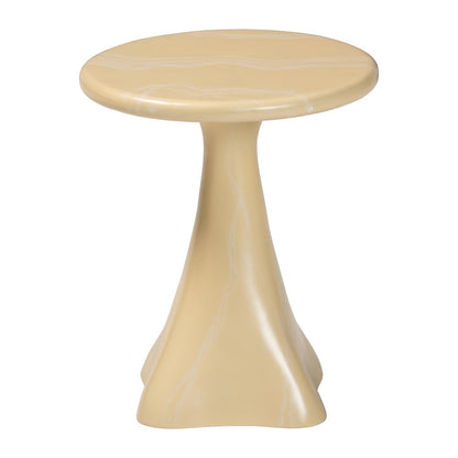 Marbled Resin End Table - Sculptural Side Table, Cream