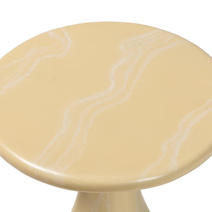 Marbled Resin End Table - Sculptural Side Table, Cream