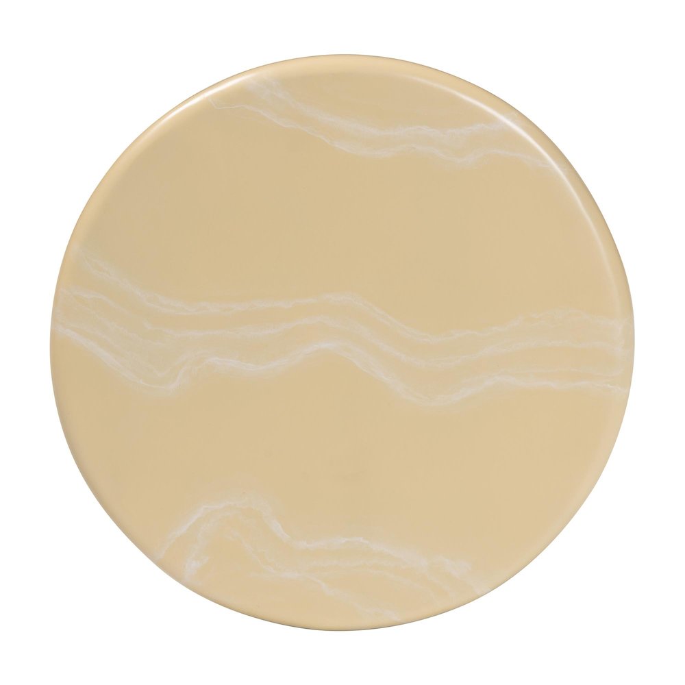 Marbled Resin End Table - Sculptural Side Table, Cream