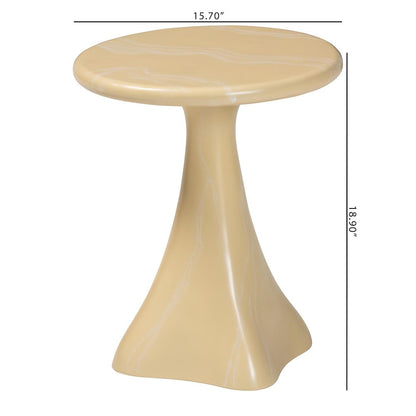 Marbled Resin End Table - Sculptural Side Table, Cream