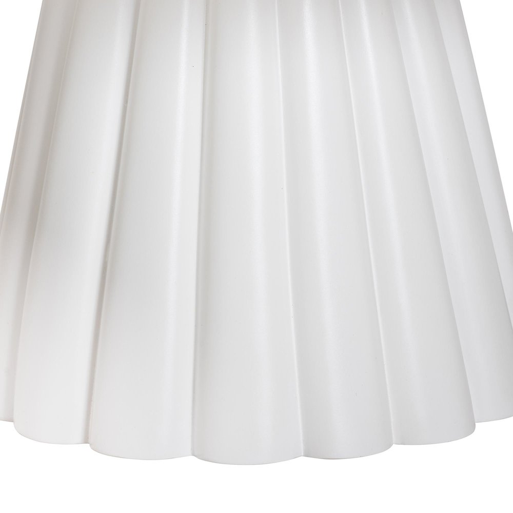 Round Coffee Table with Fluted Pedestal Base - White Resin Accent Table