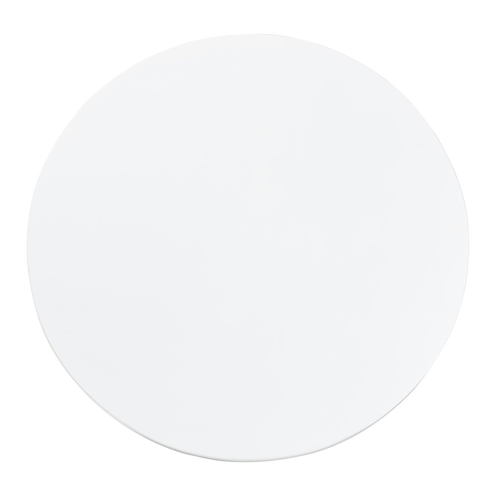 Round Coffee Table with Fluted Pedestal Base - White Resin Accent Table
