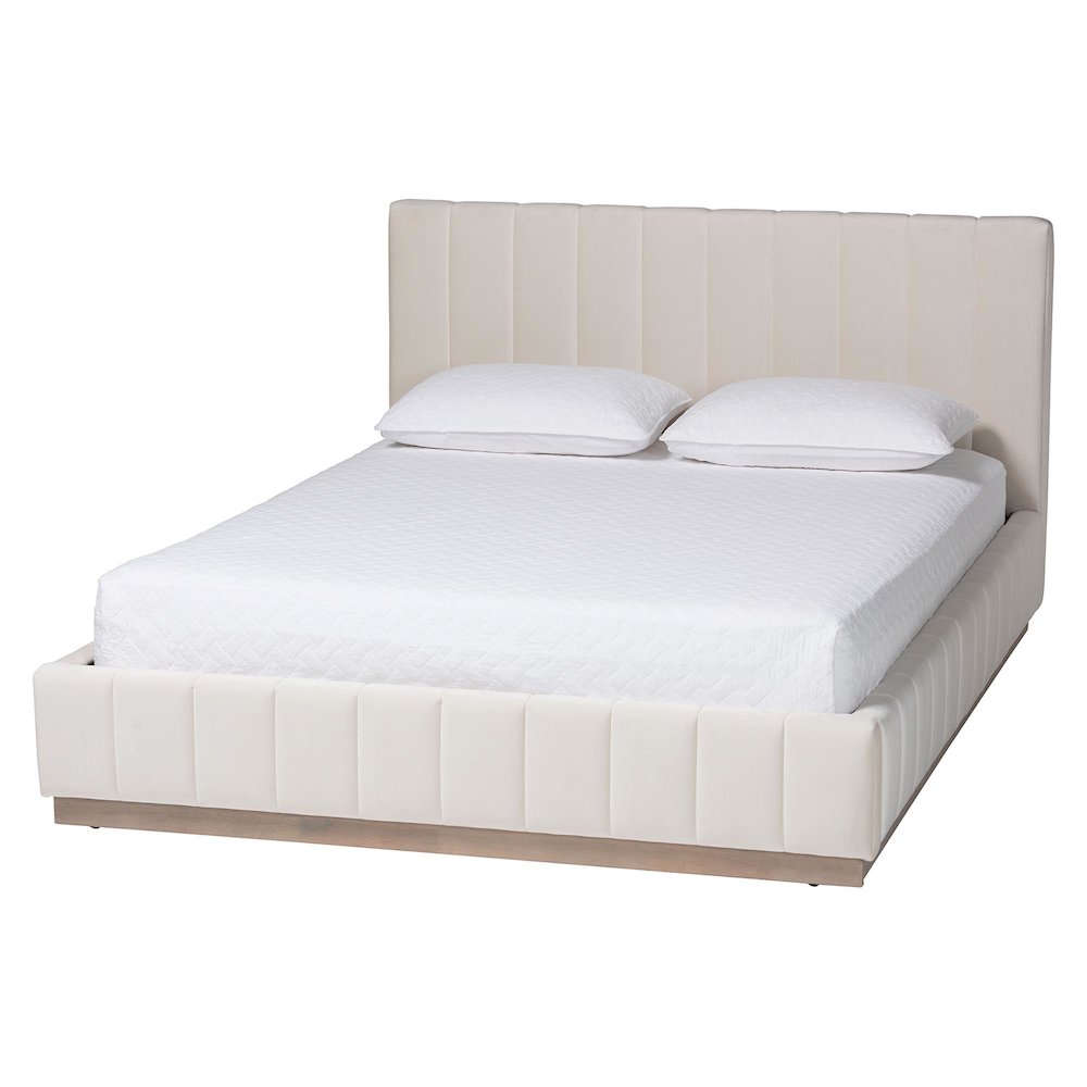 Baxton Studio Granger Velvet Upholstered Platform Bed