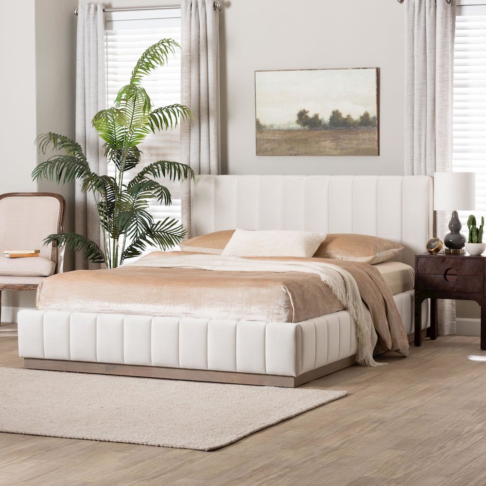 Baxton Studio Granger Velvet Upholstered Platform Bed