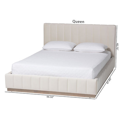 Baxton Studio Granger Velvet Upholstered Platform Bed