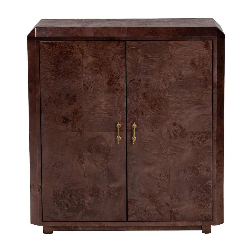 Valora Real Burl Wood Storage Cabinet in Dark Walnut Brown
