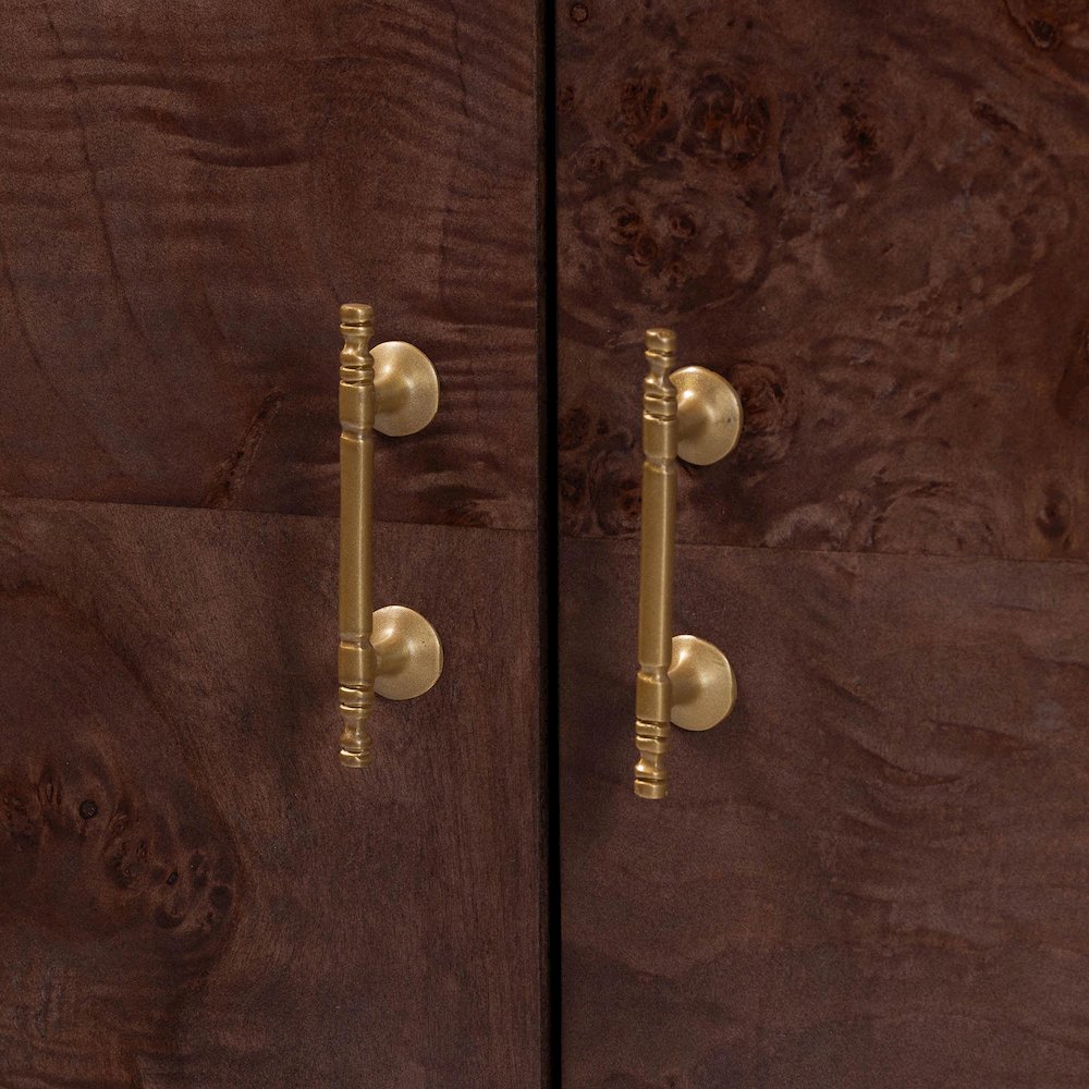 Valora Real Burl Wood Storage Cabinet in Dark Walnut Brown