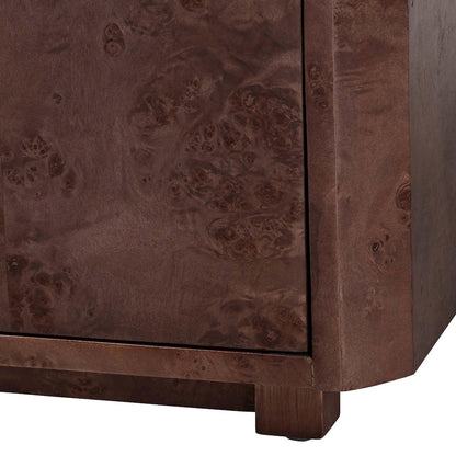Valora Real Burl Wood Storage Cabinet in Dark Walnut Brown