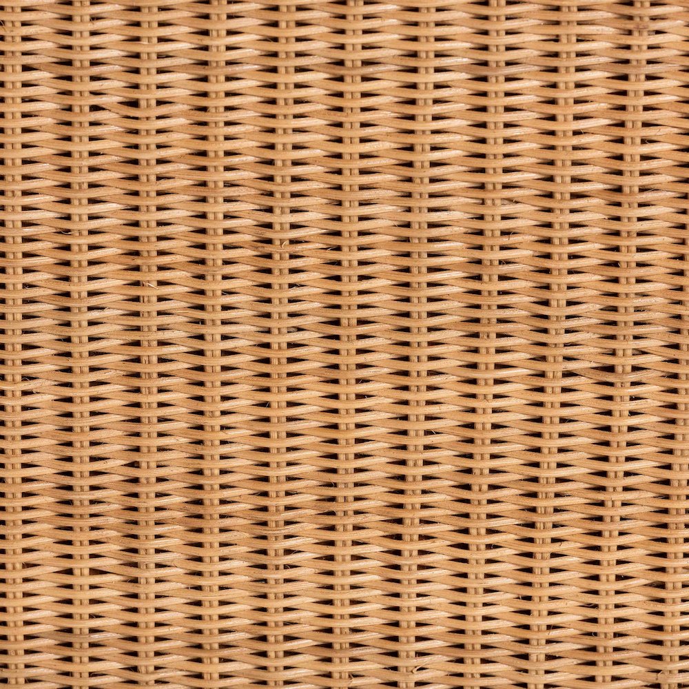 Scalloped Rattan Coffee Table - Handwoven Wicker Rectangle Accent Table