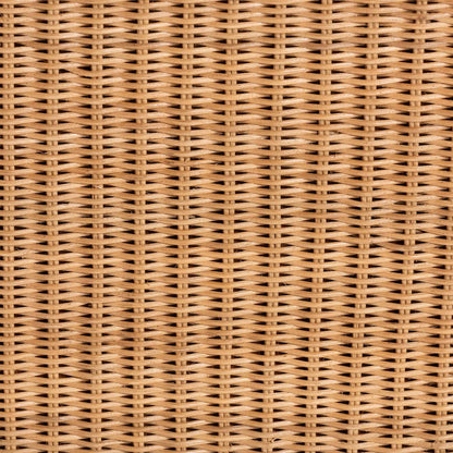 Scalloped Rattan Coffee Table - Handwoven Wicker Rectangle Accent Table