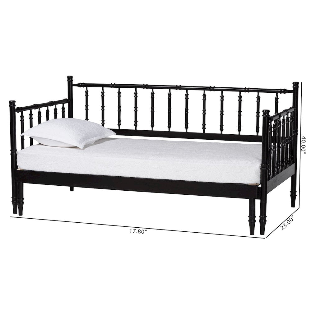 Twin-To-King Expandable Daybed-Wood Spindle Bed Frame with Bamboo-Inspired Posts