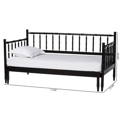 Twin-To-King Expandable Daybed-Wood Spindle Bed Frame with Bamboo-Inspired Posts