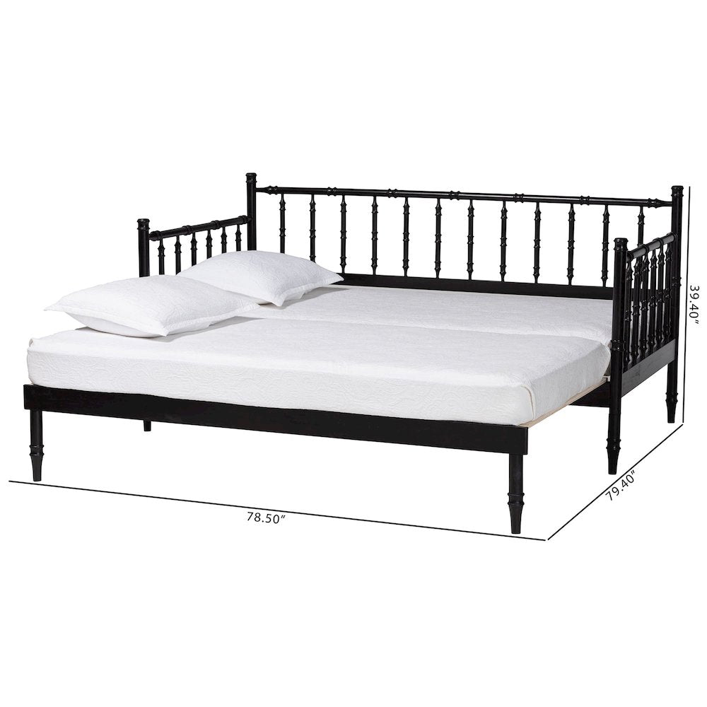 Twin-To-King Expandable Daybed-Wood Spindle Bed Frame with Bamboo-Inspired Posts
