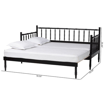 Twin-To-King Expandable Daybed-Wood Spindle Bed Frame with Bamboo-Inspired Posts