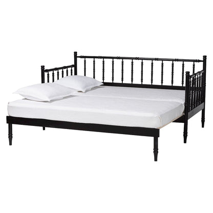 Twin-To-King Expandable Daybed-Wood Spindle Bed Frame with Bamboo-Inspired Posts