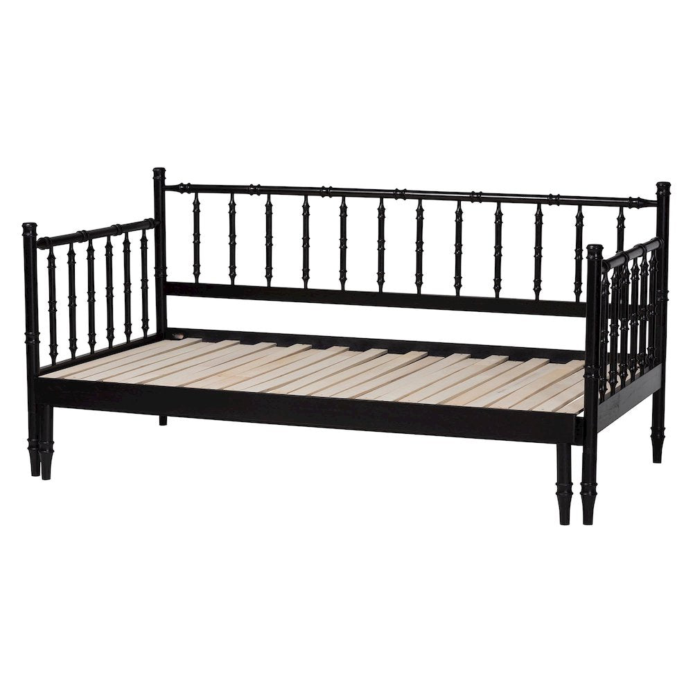 Twin-To-King Expandable Daybed-Wood Spindle Bed Frame with Bamboo-Inspired Posts