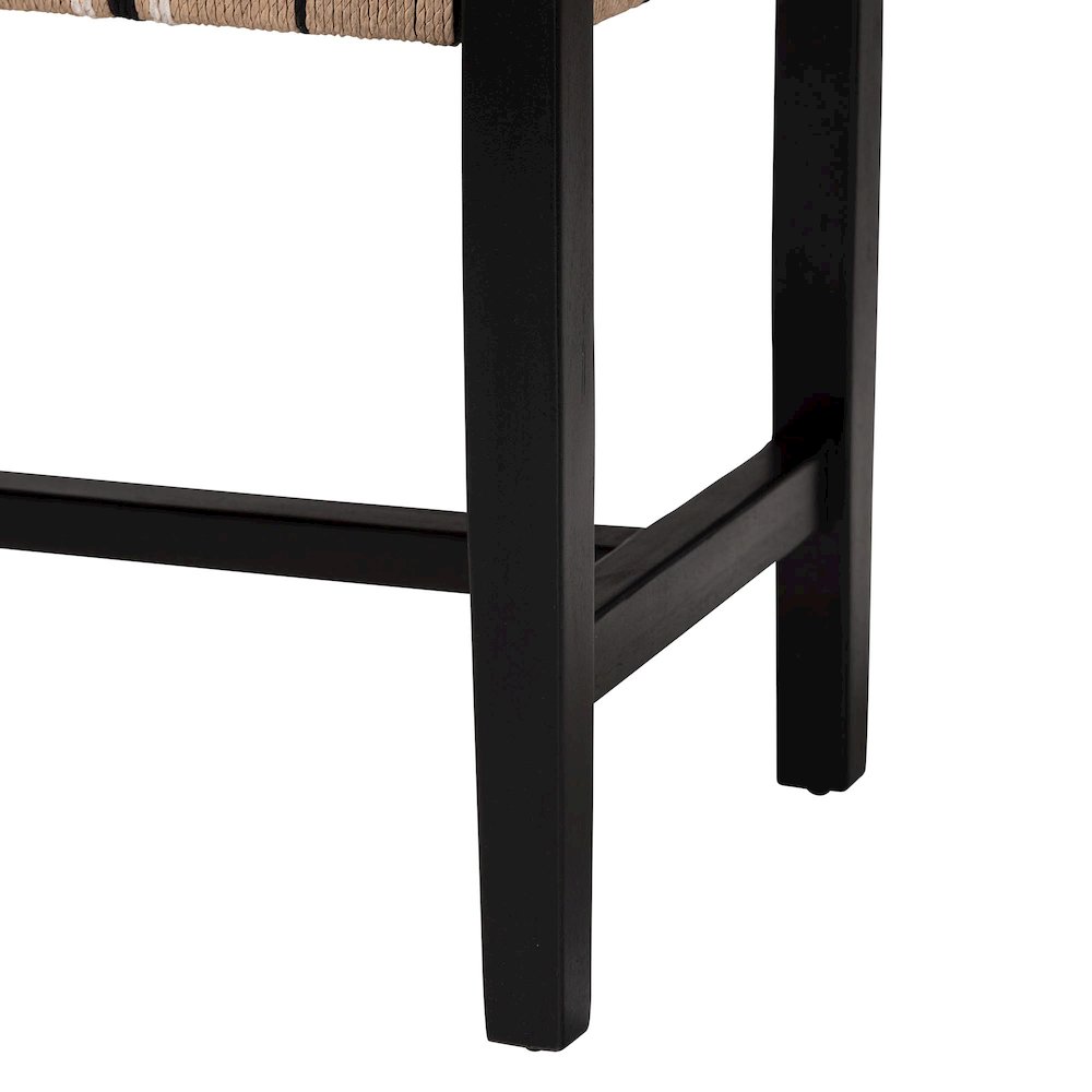 Woven Paper Loom Bench with Mahogany Wood Frame - Handcrafted Accent Seating