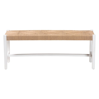 Woven Paper Loom Bench with Mahogany Wood Frame - Handcrafted Accent Seating
