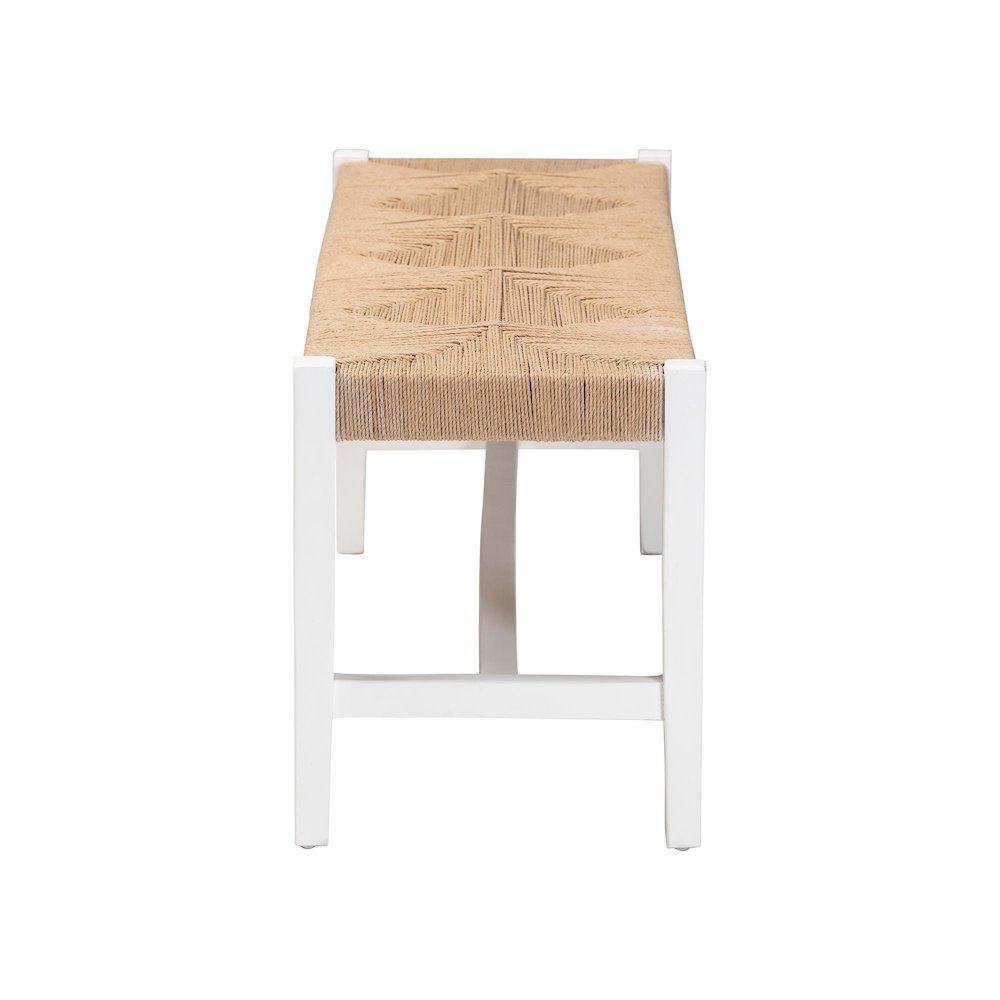 Woven Paper Loom Bench with Mahogany Wood Frame - Handcrafted Accent Seating