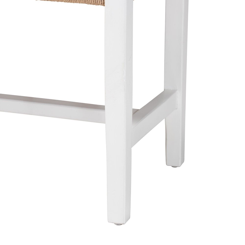 Woven Paper Loom Bench with Mahogany Wood Frame - Handcrafted Accent Seating