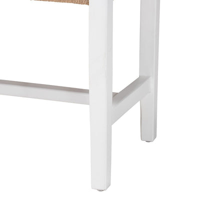 Woven Paper Loom Bench with Mahogany Wood Frame - Handcrafted Accent Seating