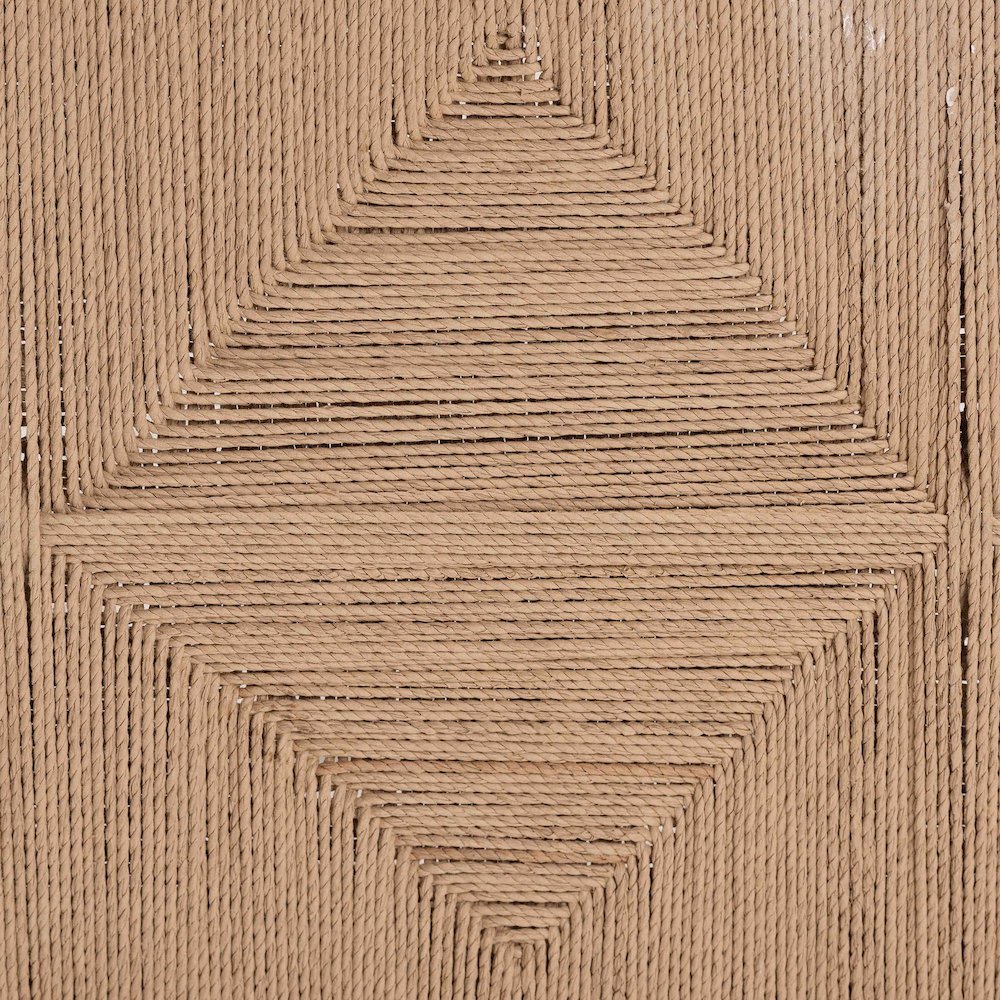Woven Paper Loom Bench with Mahogany Wood Frame - Handcrafted Accent Seating