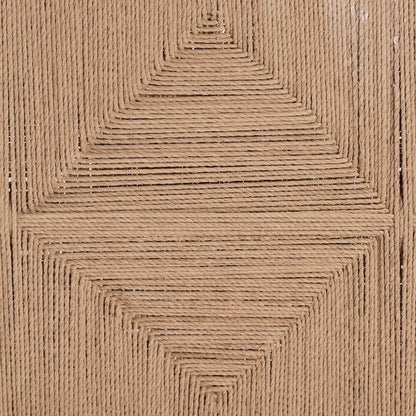 Woven Paper Loom Bench with Mahogany Wood Frame - Handcrafted Accent Seating