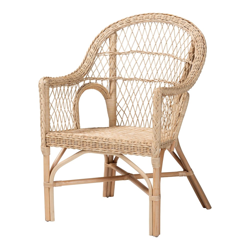 Zaira Modern Bohemian Natural Rattan Arm Chair