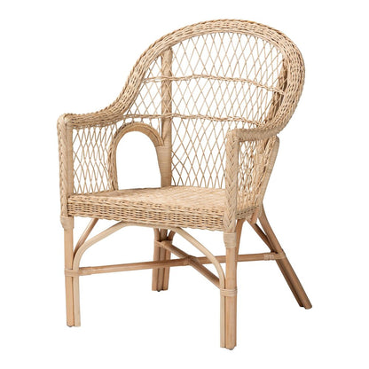 Zaira Modern Bohemian Natural Rattan Arm Chair