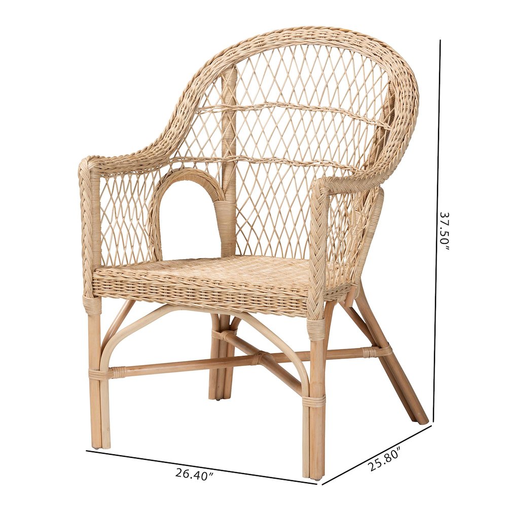 Zaira Modern Bohemian Natural Rattan Arm Chair