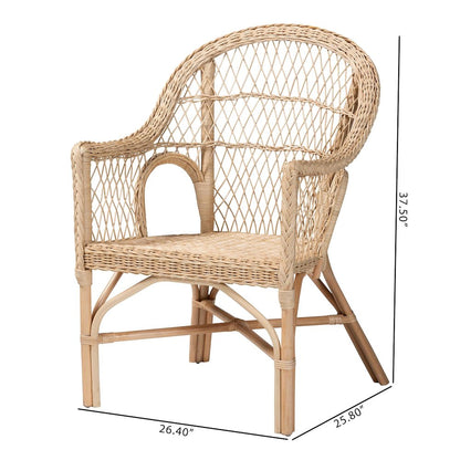Zaira Modern Bohemian Natural Rattan Arm Chair