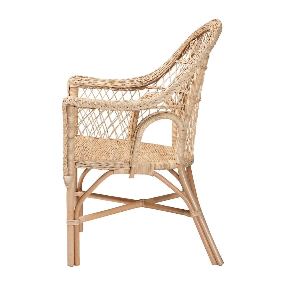 Zaira Modern Bohemian Natural Rattan Arm Chair