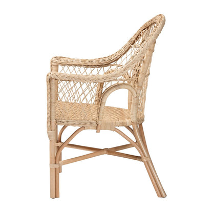Zaira Modern Bohemian Natural Rattan Arm Chair