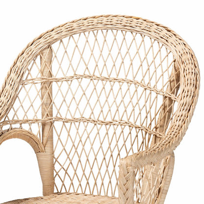 Zaira Modern Bohemian Natural Rattan Arm Chair