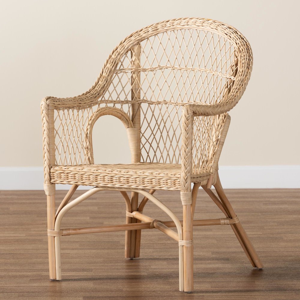Zaira Modern Bohemian Natural Rattan Arm Chair