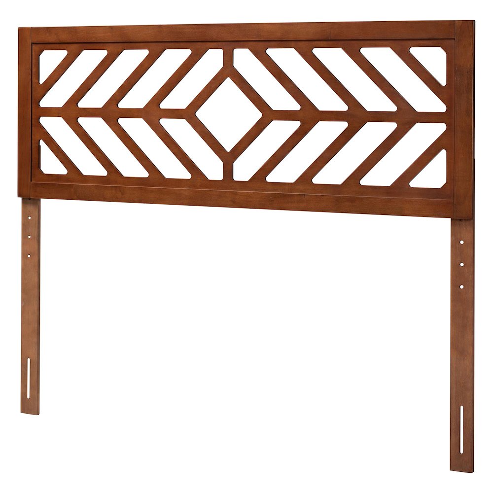 Wood Headboard with Geometric Cutout Design - Modern Decorative Panel, Full