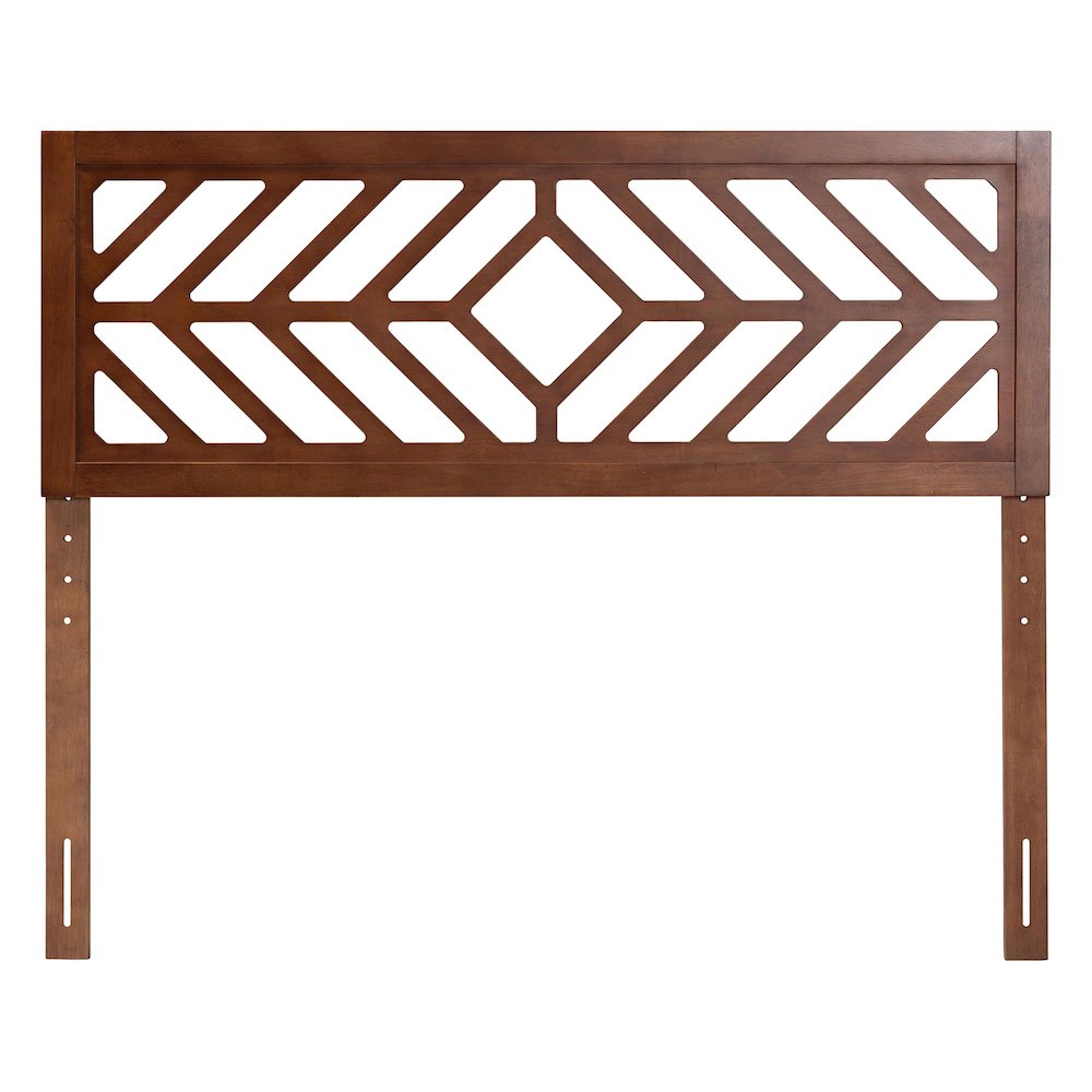 Wood Headboard with Geometric Cutout Design - Modern Decorative Panel, Full