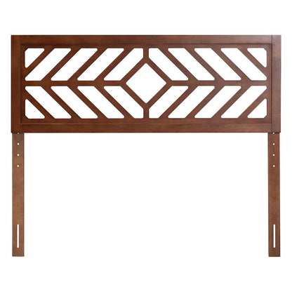 Wood Headboard with Geometric Cutout Design - Modern Decorative Panel, Full