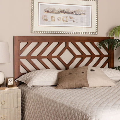 Wood Headboard with Geometric Cutout Design - Modern Decorative Panel, Full