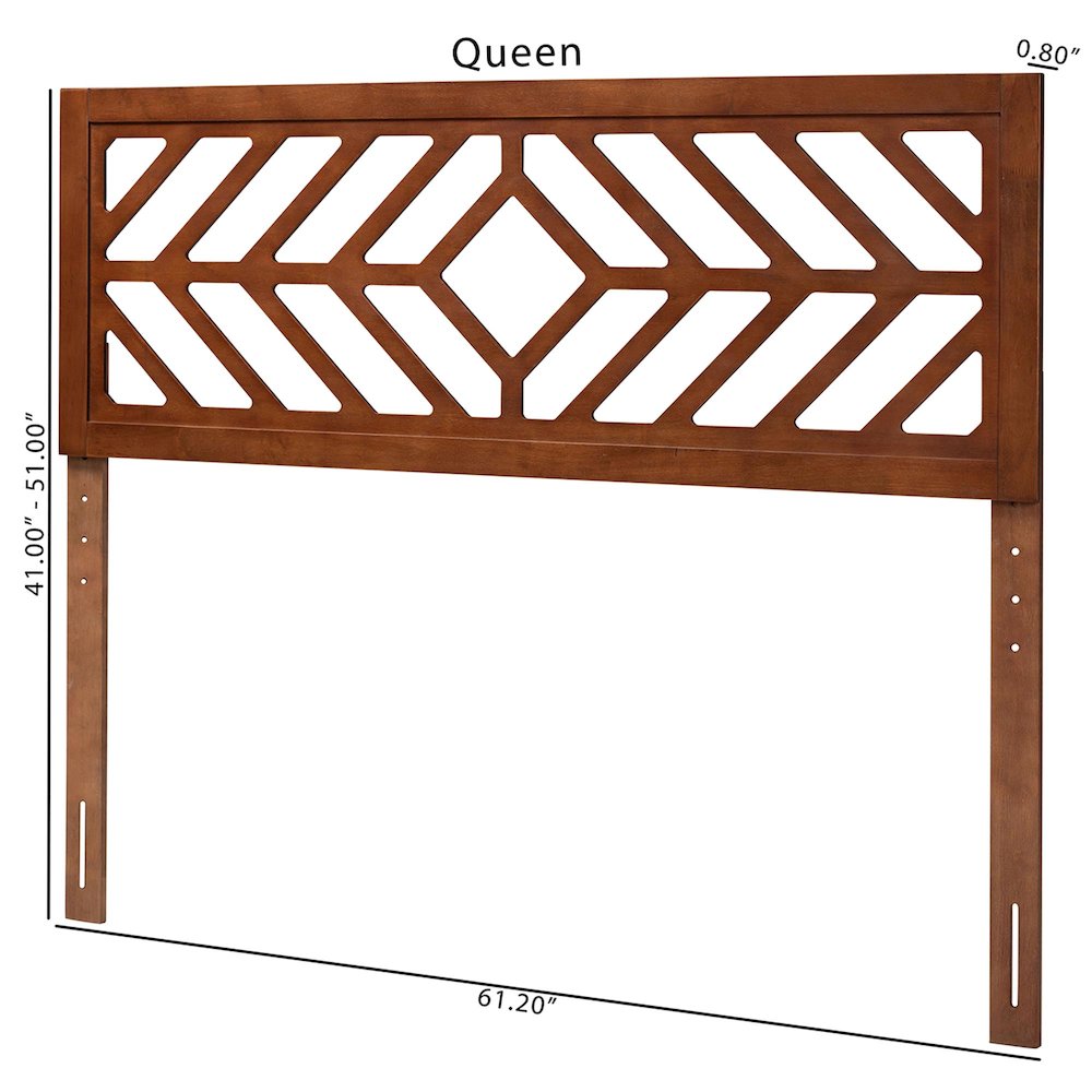 Wood Headboard with Geometric Cutout Design - Modern Decorative Panel, Full