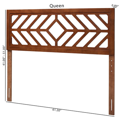 Wood Headboard with Geometric Cutout Design - Modern Decorative Panel, Full